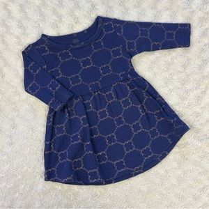 Yoga Sprout Blue Dress Gold Print Size 3-6 Months
